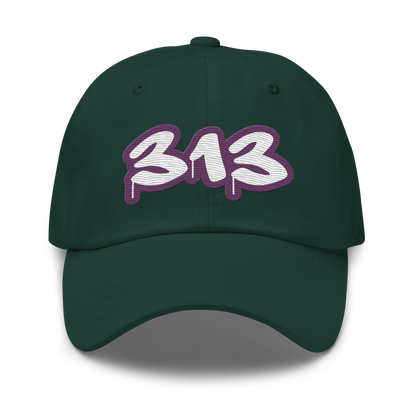 Detroit '313' Dad Hat (Plum Tag Font)