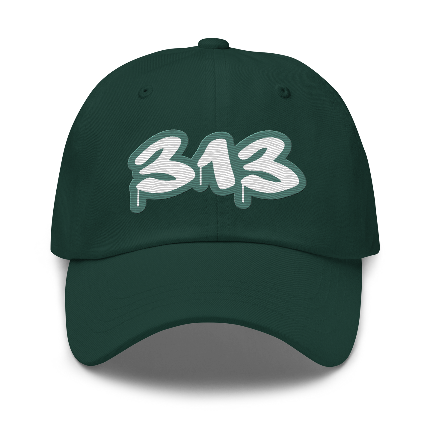 Detroit '313' Dad Hat (Copper Green Tag Font)