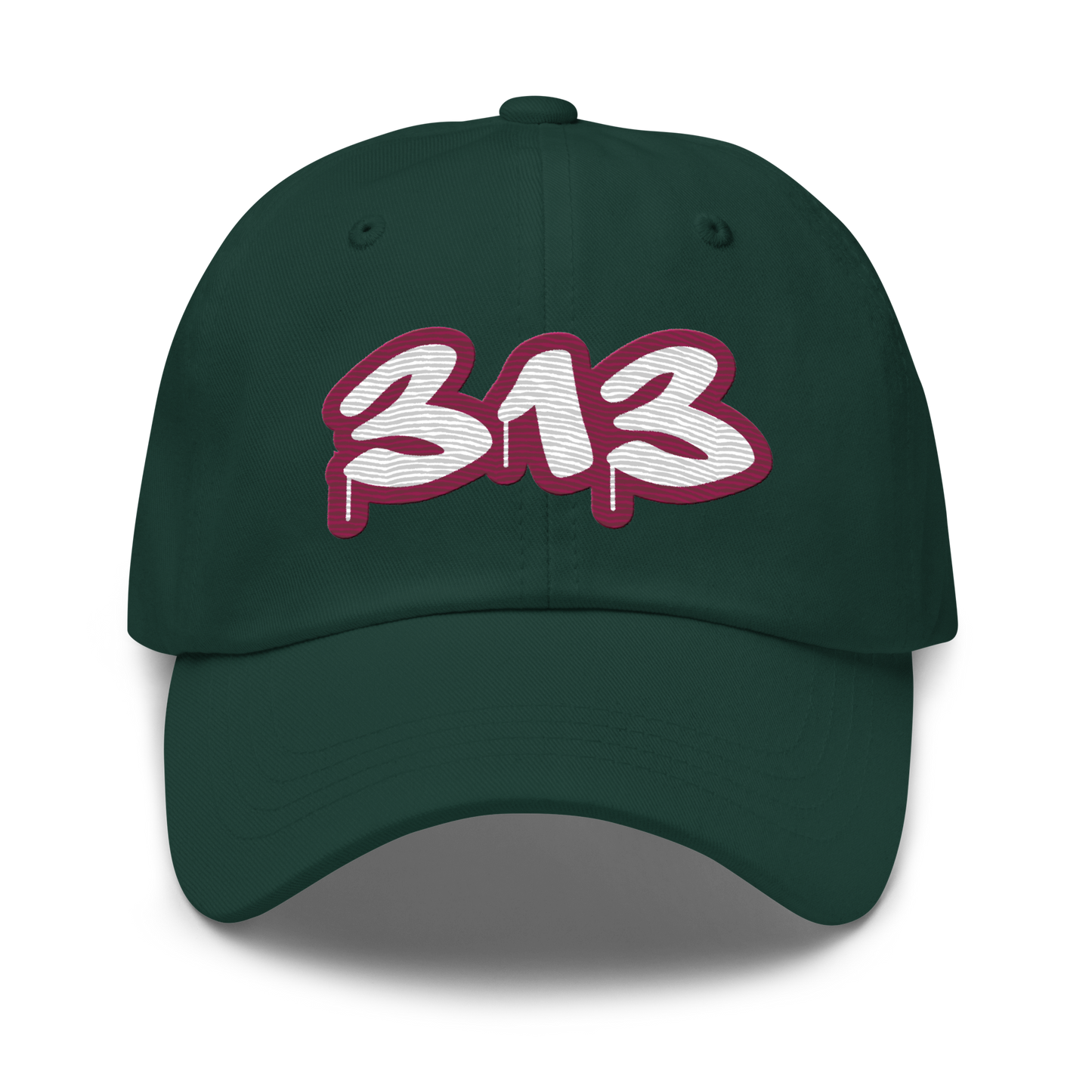 Detroit '313' Dad Hat (Ruby Red Tag Font)