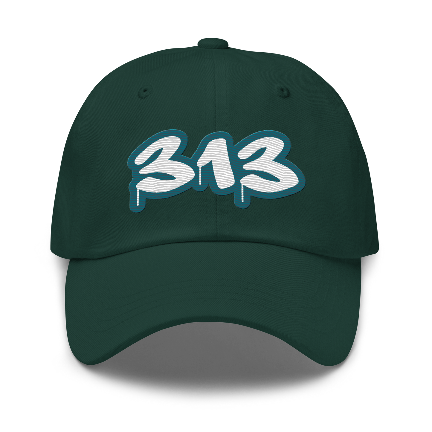 Detroit '313' Dad Hat (Auburn Hills Teal Tag Font)