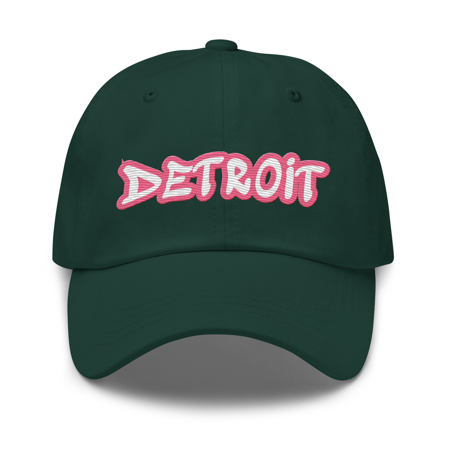 'Detroit' Dad Hat (Rhodochrosite Pink Tag Font)