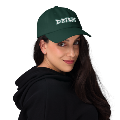 'Detroit' Dad Hat (Copper Green Tag Font)