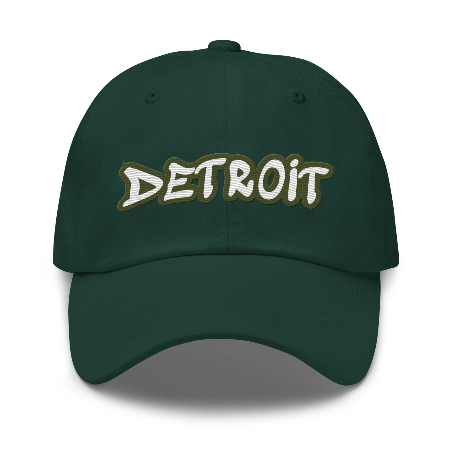 'Detroit' Dad Hat (Army Green Tag Font)