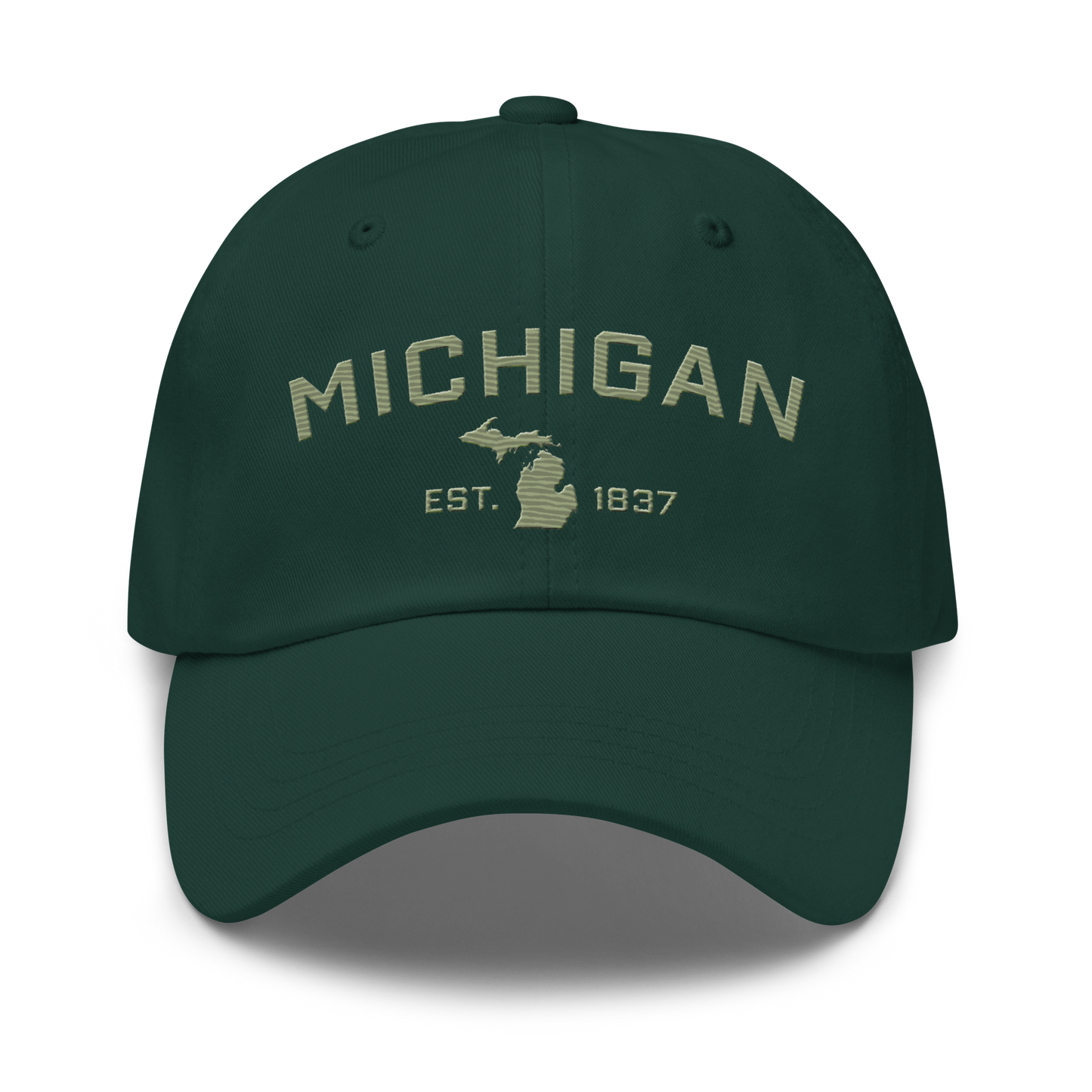 'Michigan EST 1837' Dad Hat (Athletic Font) | Beachgrass Green