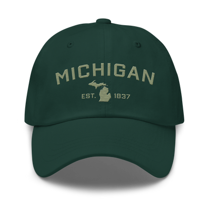 'Michigan EST 1837' Dad Hat (Athletic Font) | Beachgrass Green