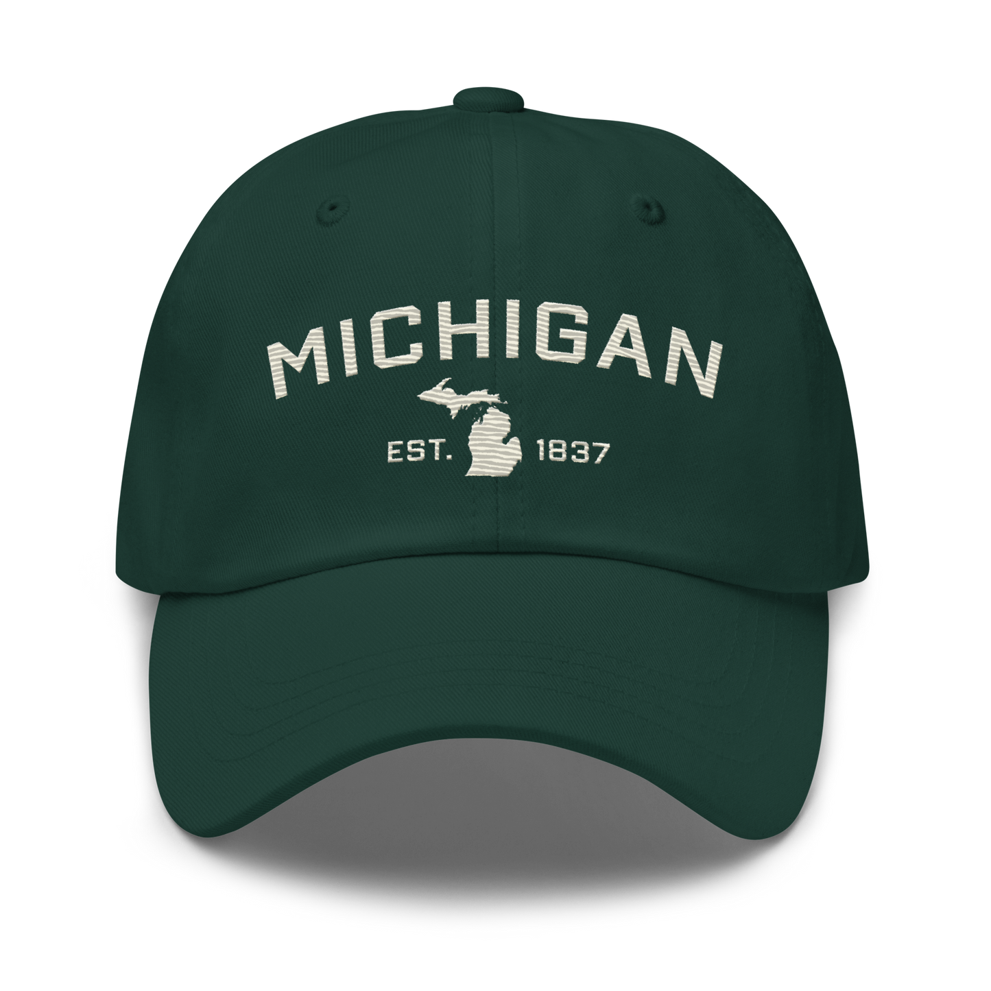 'Michigan EST 1837' Dad Hat (Athletic Font) | Ivory White