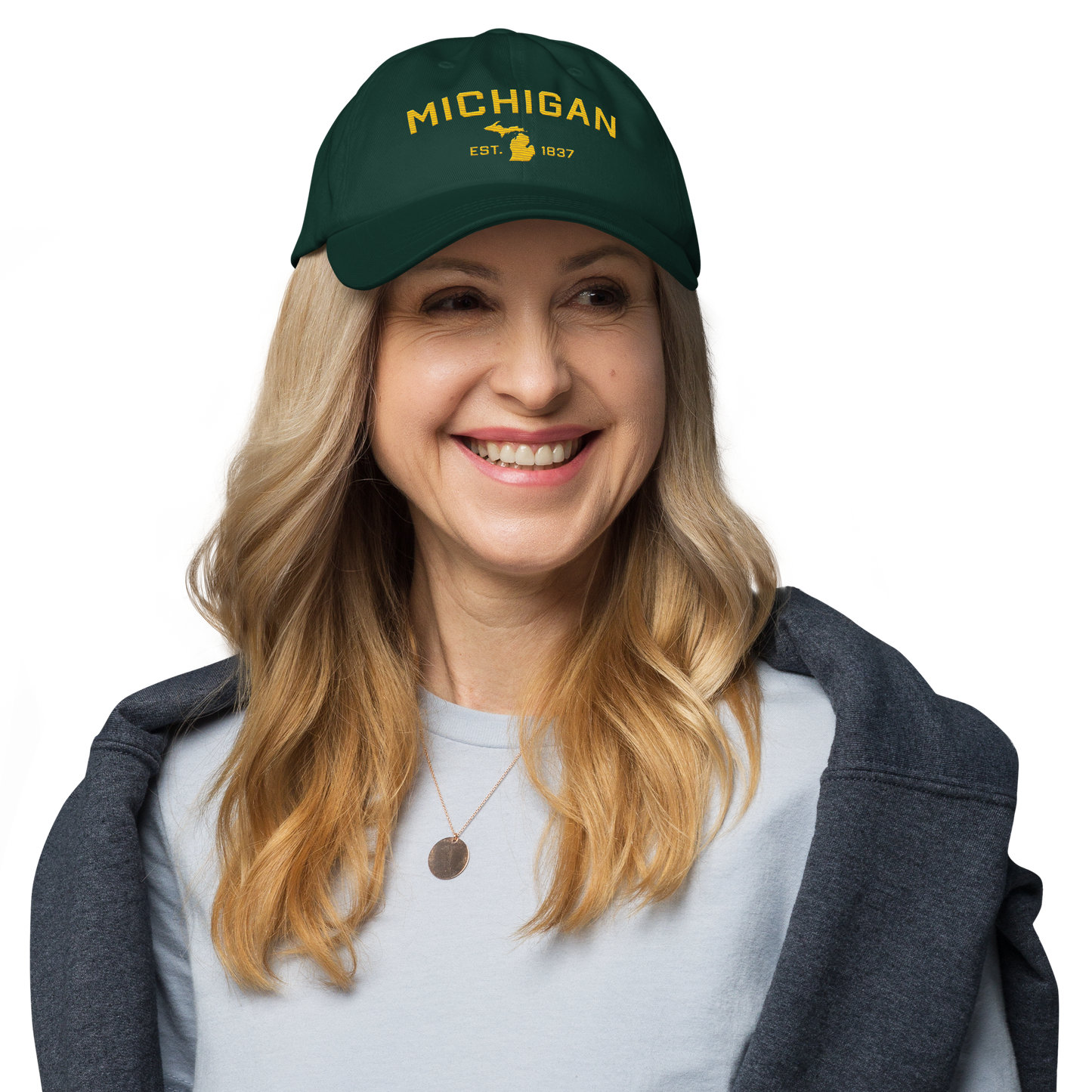 'Michigan EST 1837' Dad Hat (Athletic Font) | Gold