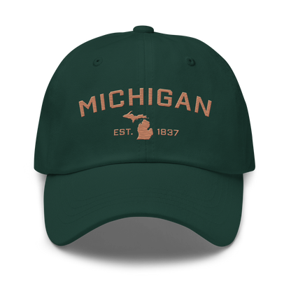 'Michigan EST 1837' Dad Hat (Athletic Font) | Copper