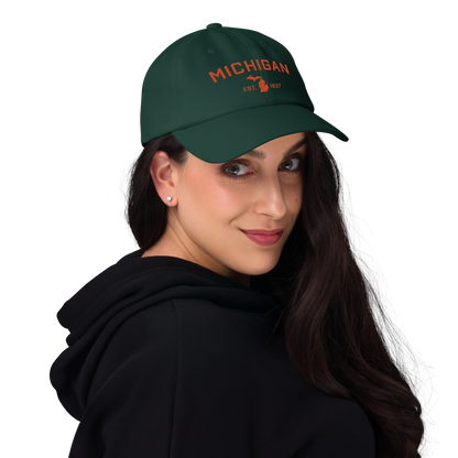 'Michigan EST 1837' Dad Hat (Athletic Font) | Maple Leaf Orange