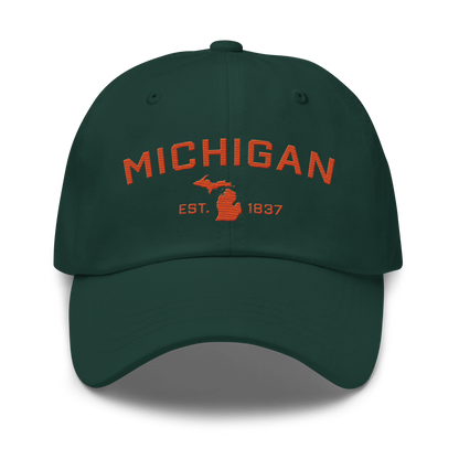 'Michigan EST 1837' Dad Hat (Athletic Font) | Maple Leaf Orange