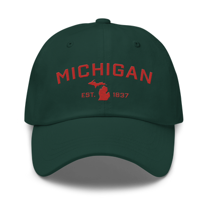 'Michigan EST 1837' Dad Hat (Athletic Font) | Aliform Red