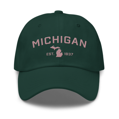 'Michigan EST 1837' Dad Hat (Athletic Font) | Cherry Blossom Pink