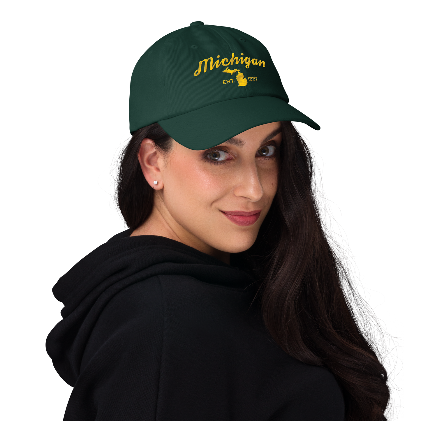 'Michigan EST 1837' Dad Hat (Script Font) | Gold