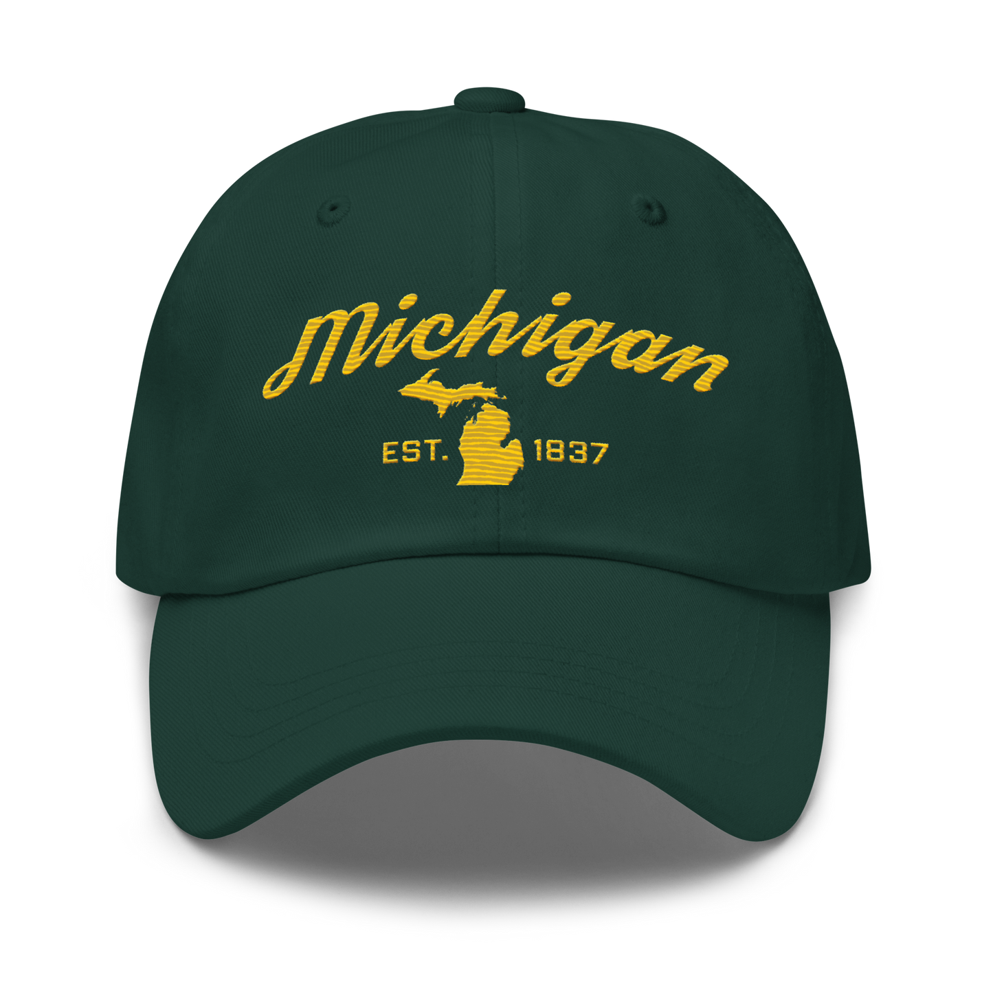 'Michigan EST 1837' Dad Hat (Script Font) | Gold