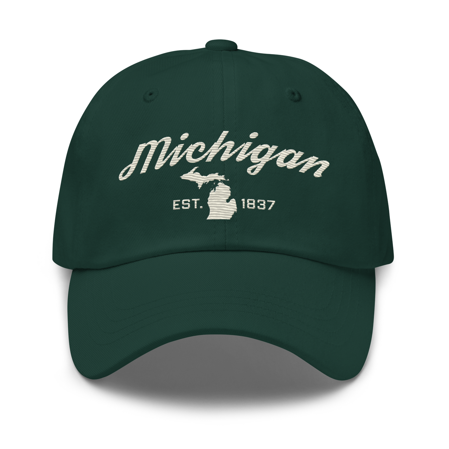 'Michigan EST 1837' Dad Hat (Script Font) | Ivory White