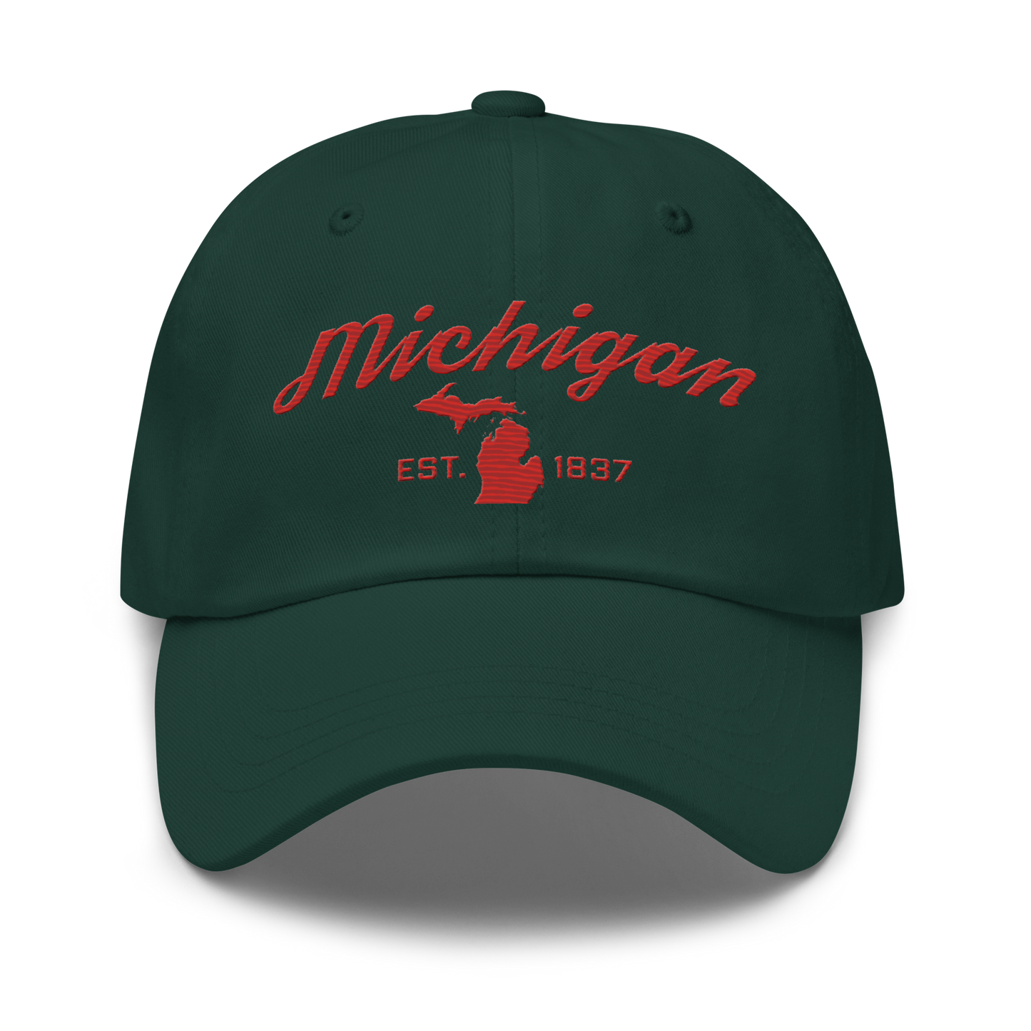 'Michigan EST 1837' Dad Hat (Script Font) | Aliform Red