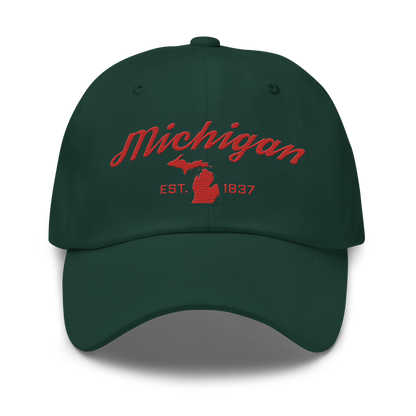 'Michigan EST 1837' Dad Hat (Script Font) | Aliform Red