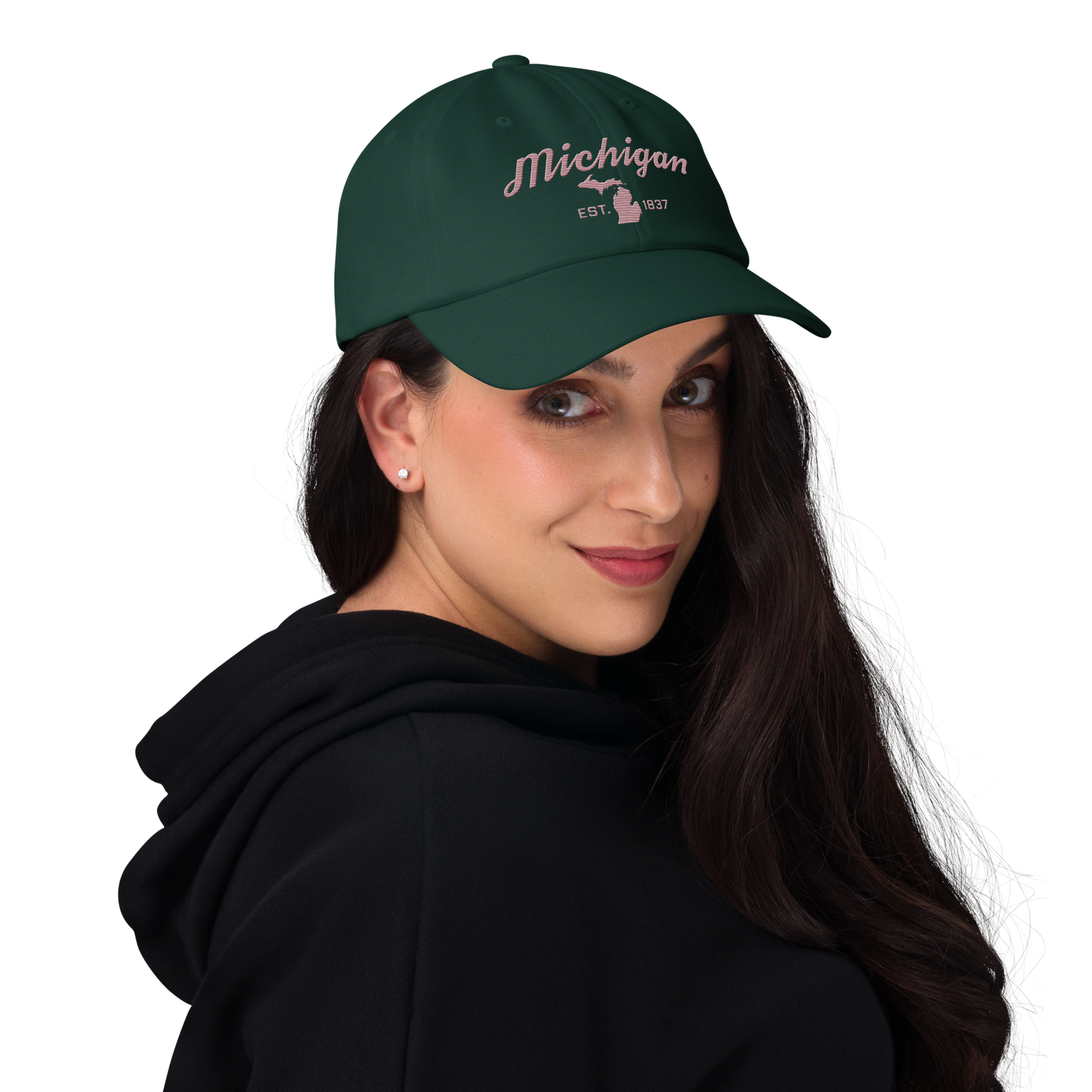 'Michigan EST 1837' Dad Hat (Script Font) | Cherry Blossom Pink