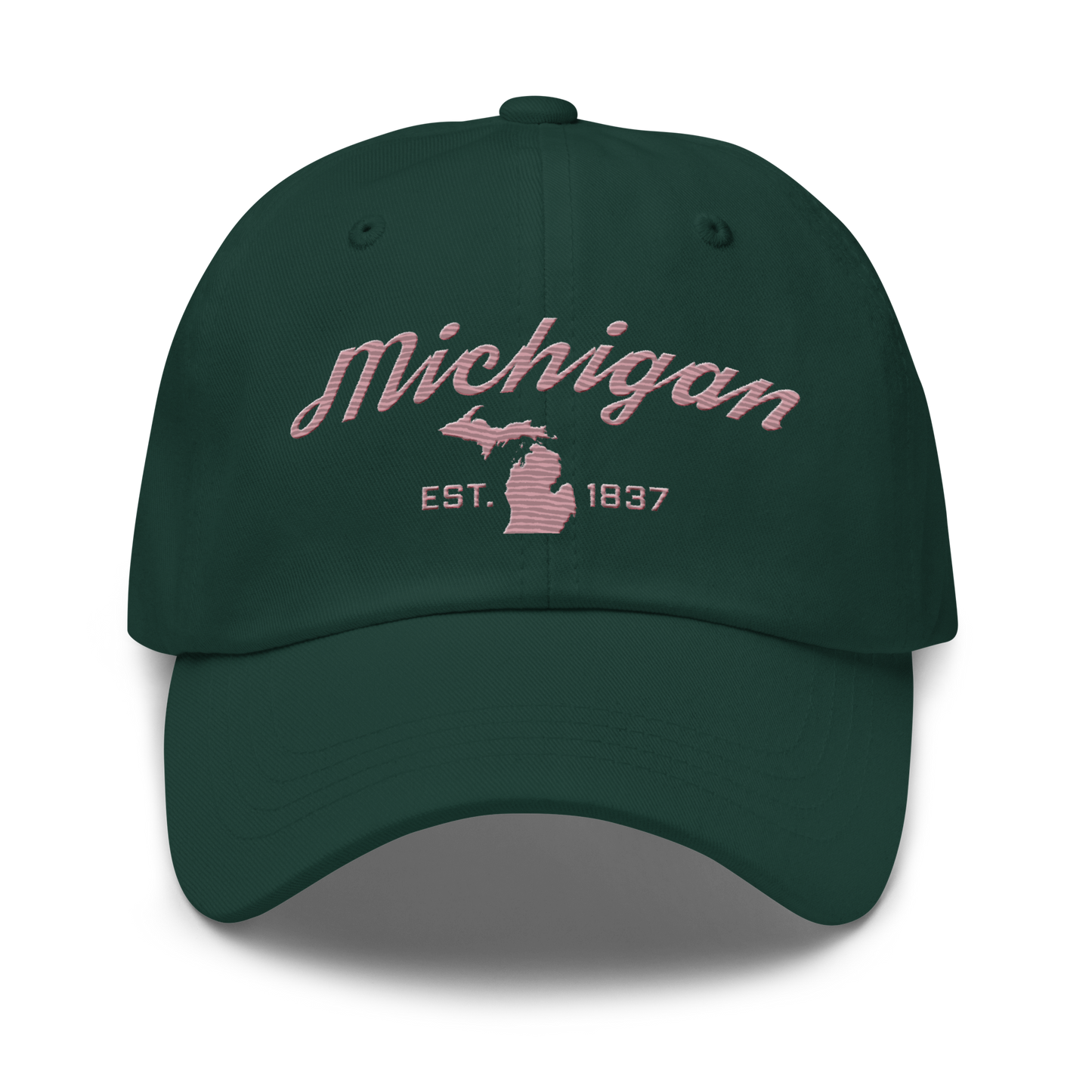 'Michigan EST 1837' Dad Hat (Script Font) | Cherry Blossom Pink