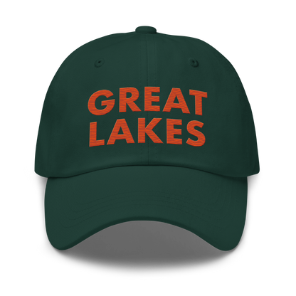 'Great Lakes' Dad Hat (Geometric Sans Font) | Maple Leaf Orange