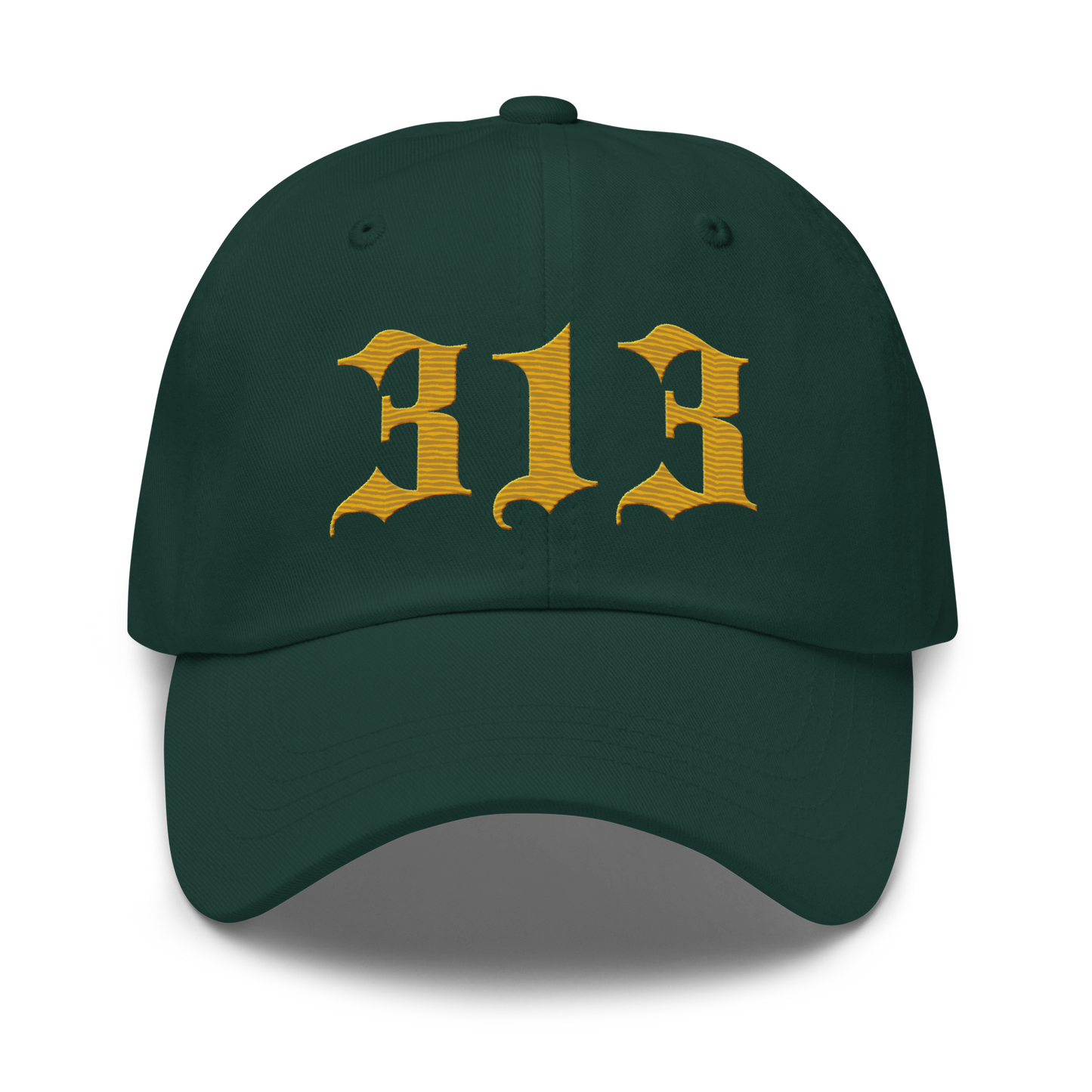 Detroit '313' Dad Hat (Old English Font) | Gold