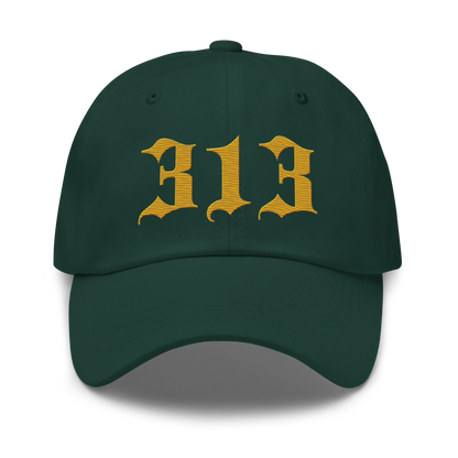 Detroit '313' Dad Hat (Old English Font) | Gold