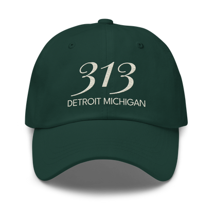 '313 Detroit Michigan' Dad Hat | Ivory White