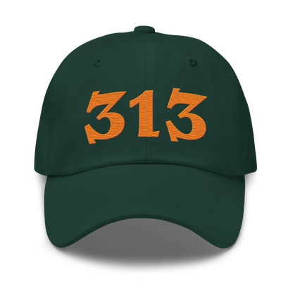 Detroit '313' Dad Hat (Angry Font) | Orange