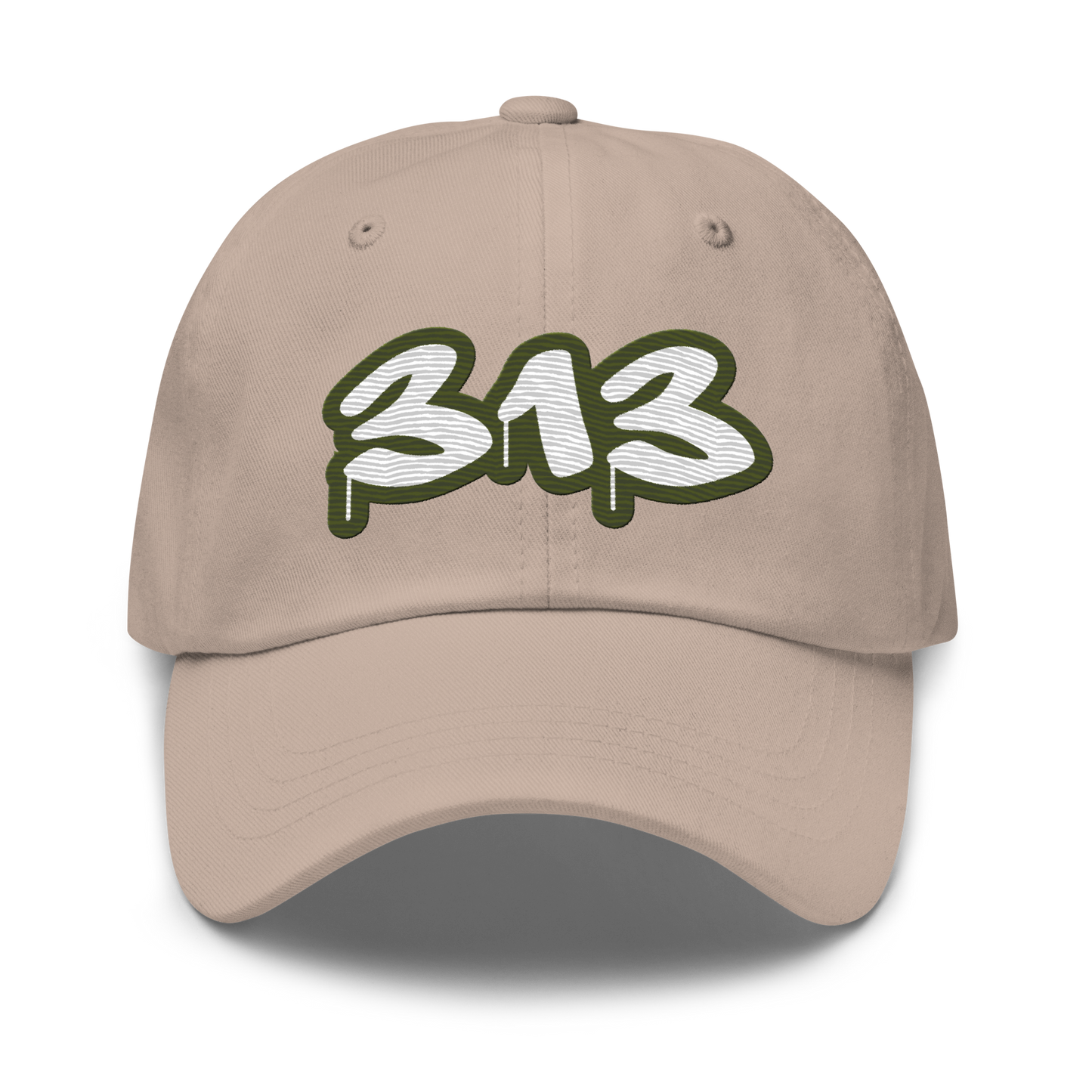 Detroit '313' Dad Hat (Army Green Tag Font)