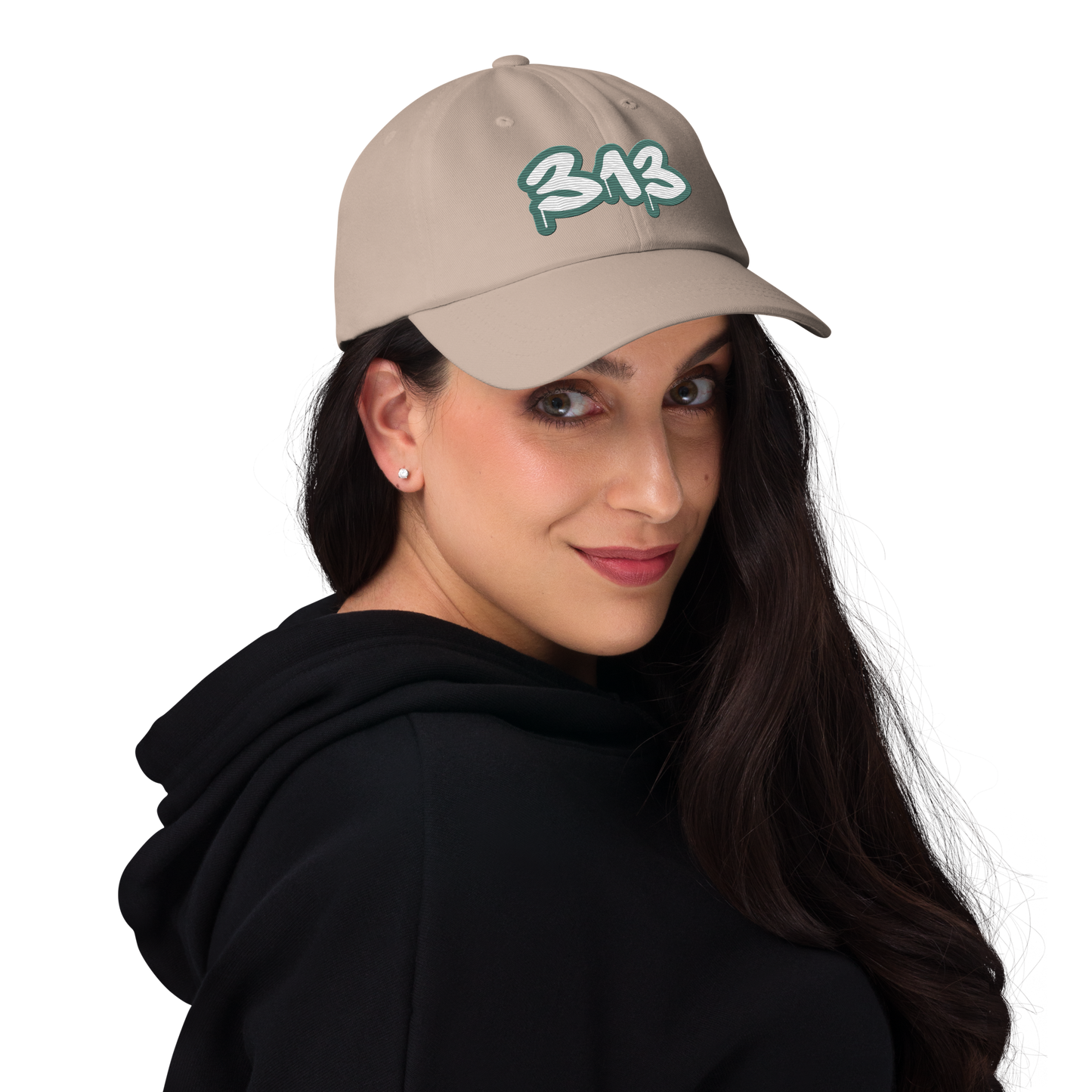 Detroit '313' Dad Hat (Copper Green Tag Font)