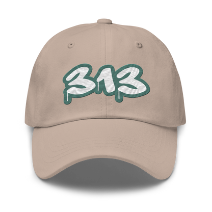 Detroit '313' Dad Hat (Copper Green Tag Font)