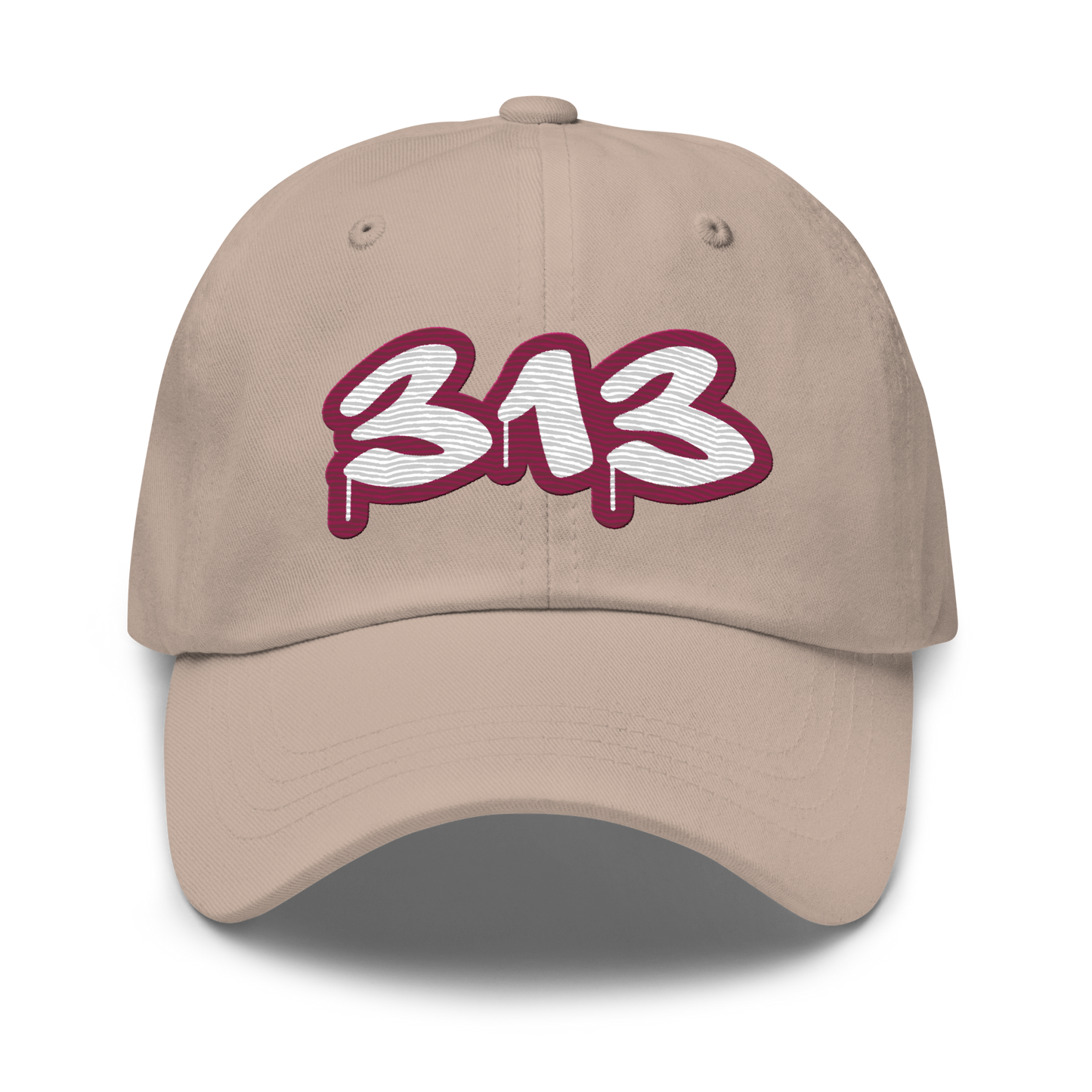 Detroit '313' Dad Hat (Ruby Red Tag Font)