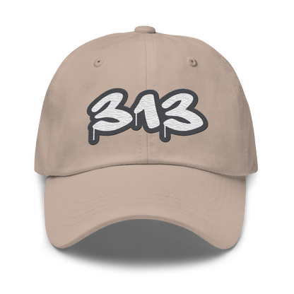 Detroit '313' Dad Hat (Iron Ore Grey Tag Font)