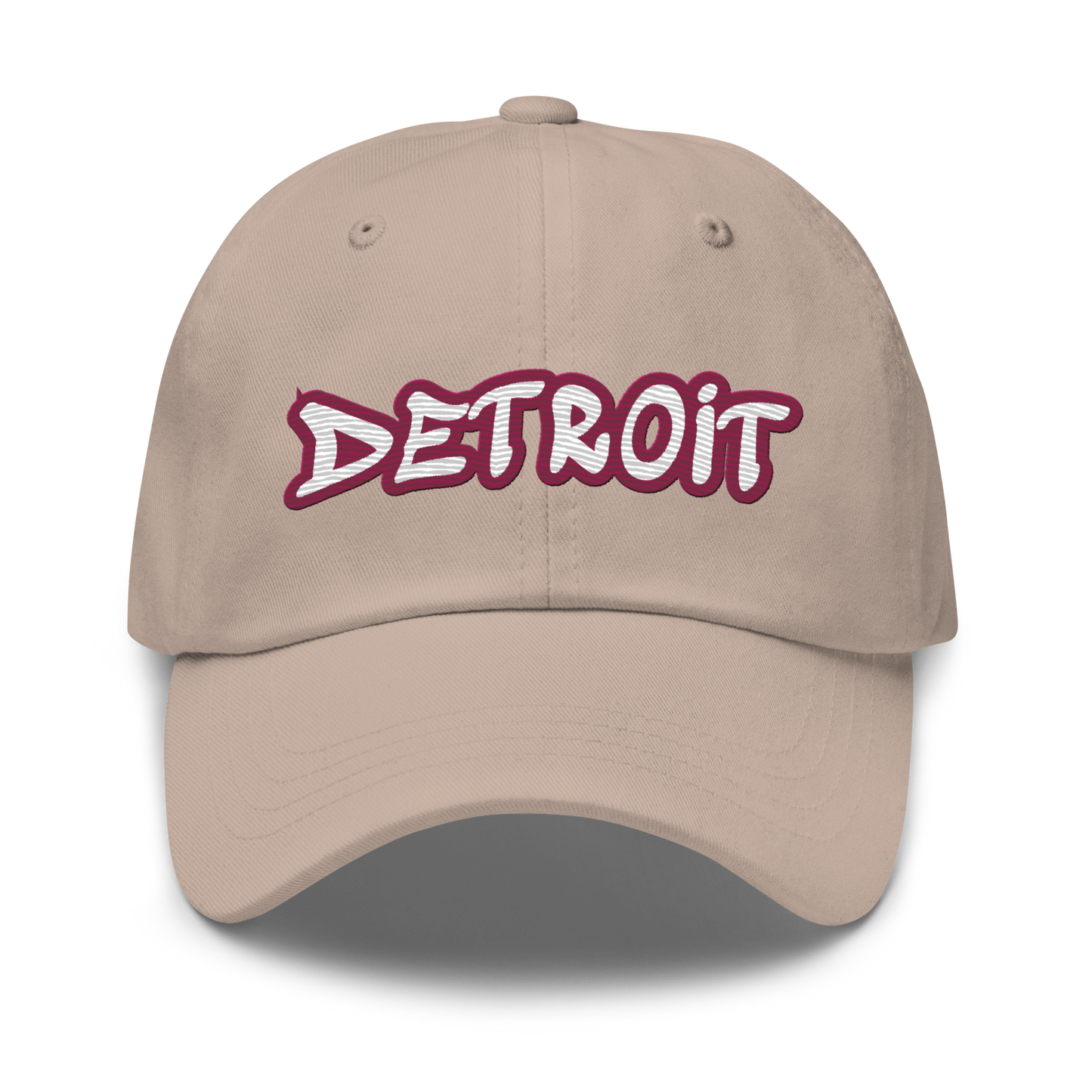 'Detroit' Dad Hat (Ruby Red Tag Font)