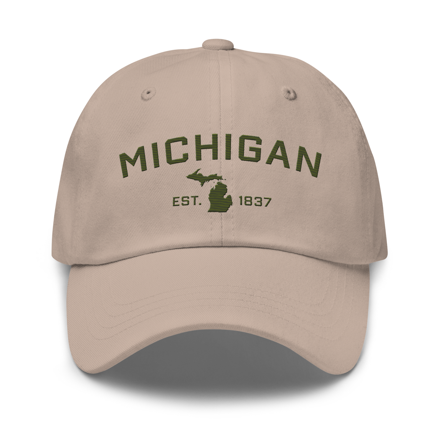 'Michigan EST 1837' Dad Hat (Athletic Font) | Army Green