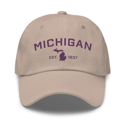 'Michigan EST 1837' Dad Hat (Athletic Font) | Plum