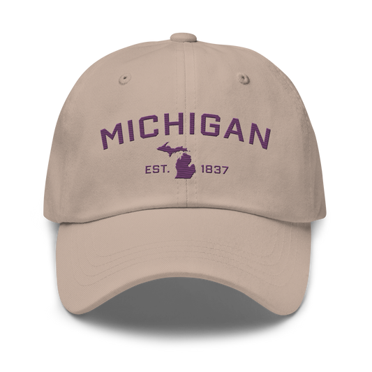 'Michigan EST 1837' Dad Hat (Athletic Font) | Plum