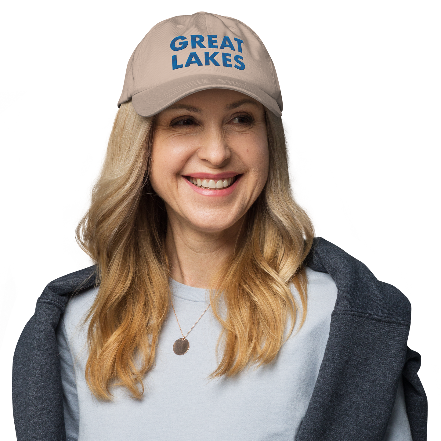 'Great Lakes' Dad Hat (Geometric Sans Font) | Azure