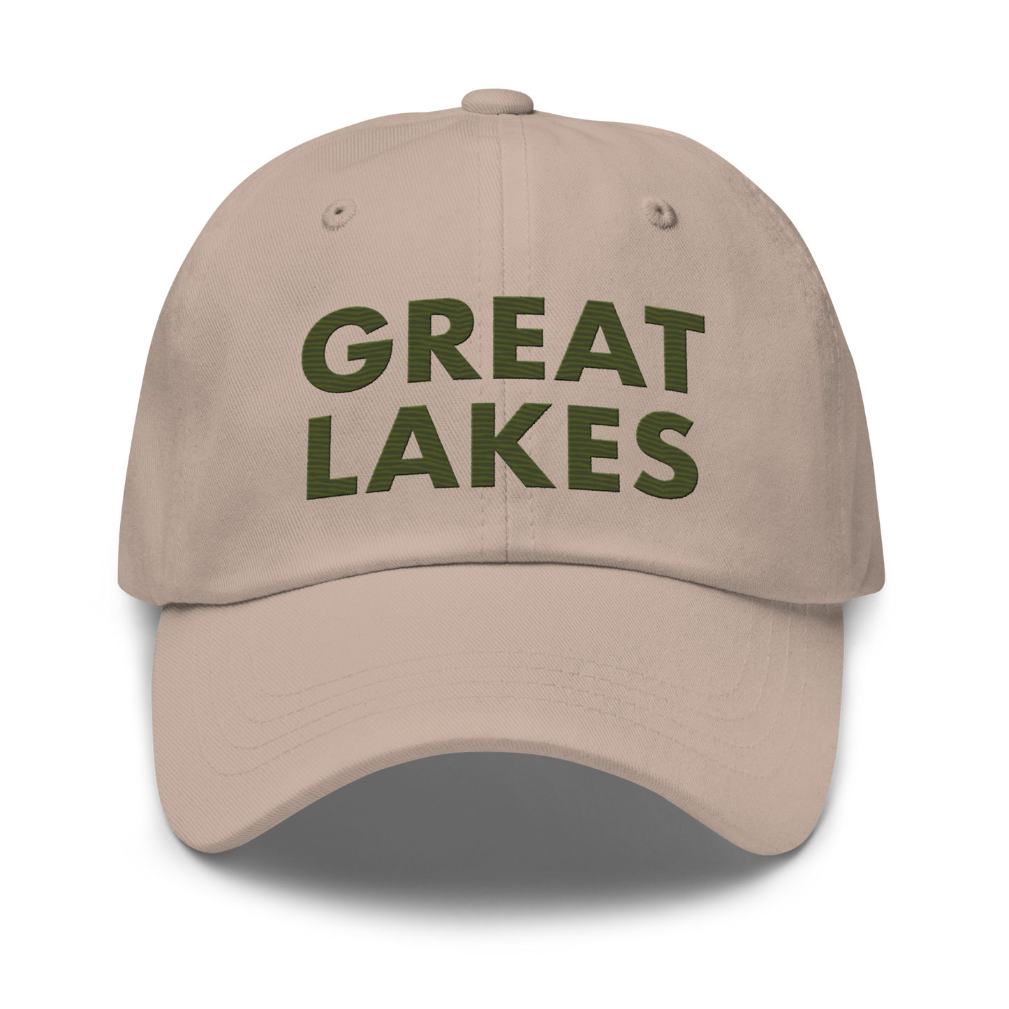 'Great Lakes' Dad Hat (Geometric Sans Font) | Army Green