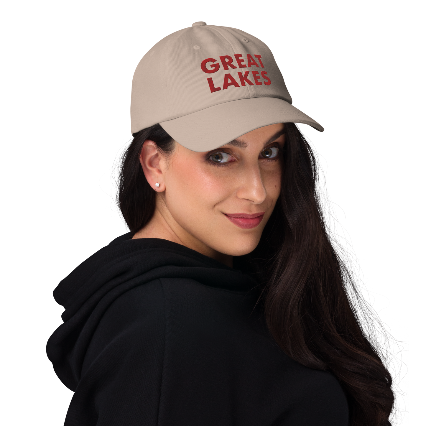 'Great Lakes' Dad Hat (Geometric Sans Font) | Thimbleberry Red