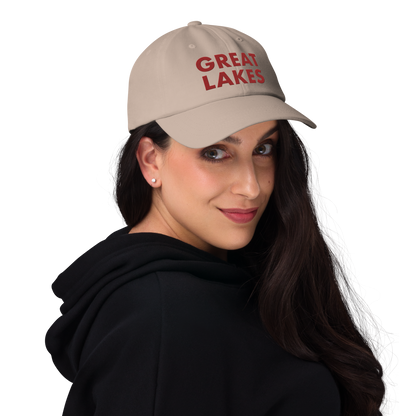 'Great Lakes' Dad Hat (Geometric Sans Font) | Thimbleberry Red