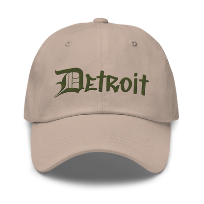 'Detroit' Dad Hat (OED Tag Font) | Army Green