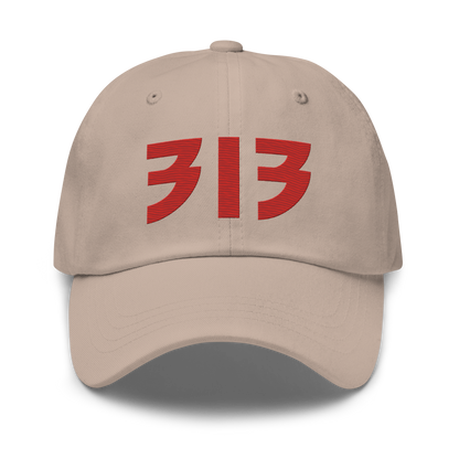 Detroit '313' Dad Hat (Glam Rock Font) | Aliform Red