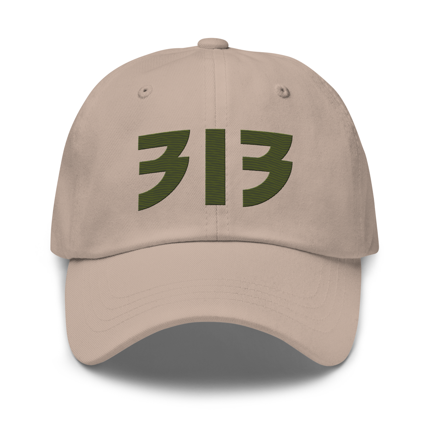 Detroit '313' Dad Hat (Glam Rock Font) | Army Green