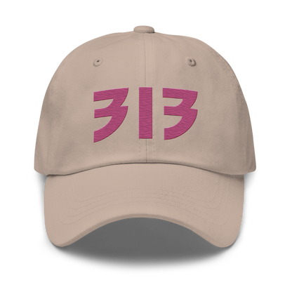 Detroit '313' Dad Hat (Glam Rock Font) | Apple Blossom Pink