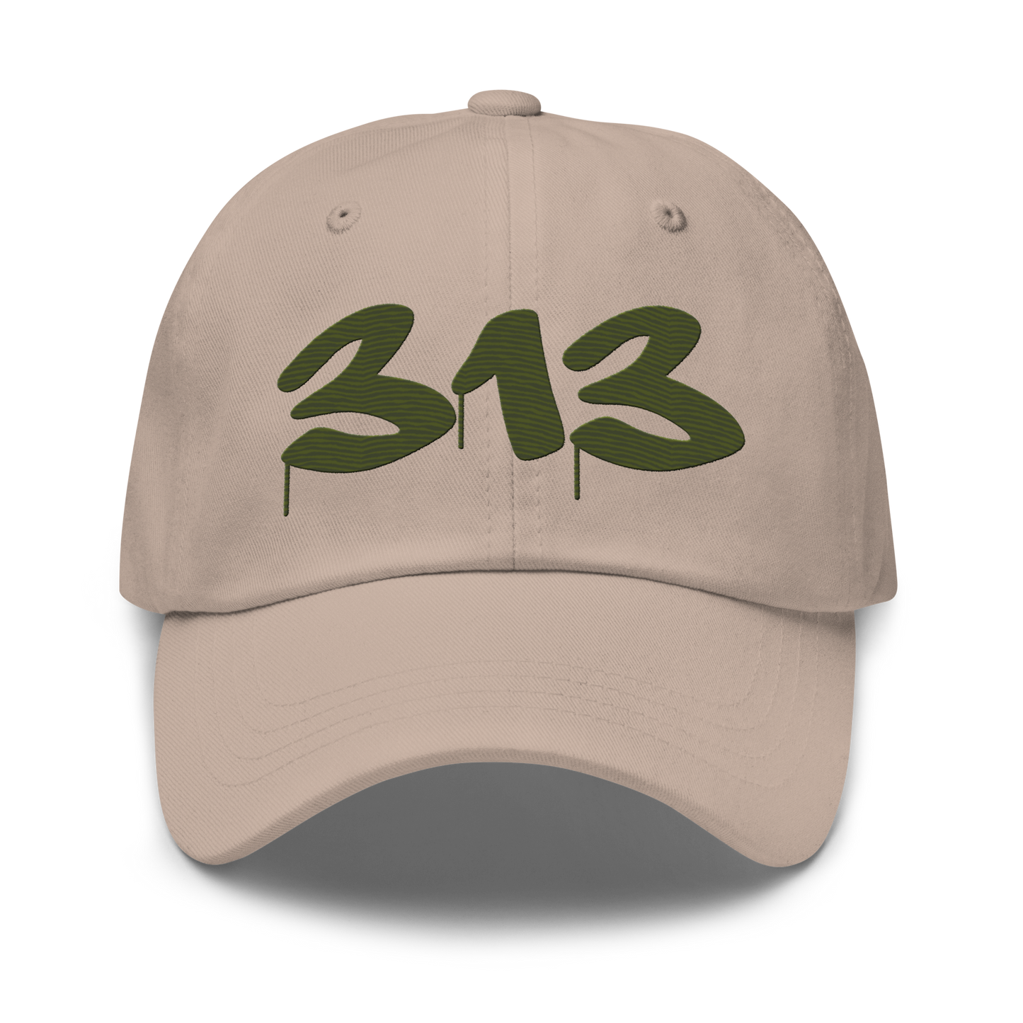 Detroit '313' Dad Hat (Tag Font) | Army Green