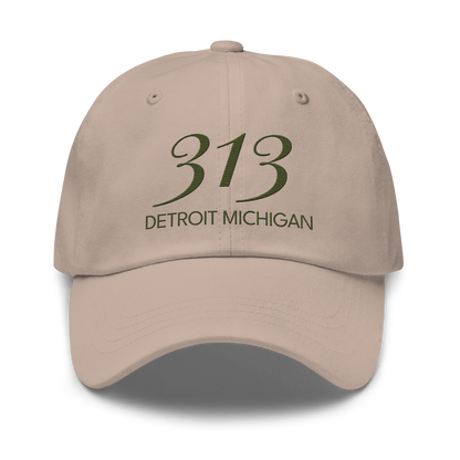 '313 Detroit Michigan' Dad Hat | Army Green