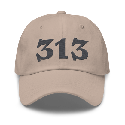 Detroit '313' Dad Hat (Angry Font) | Iron Ore Grey