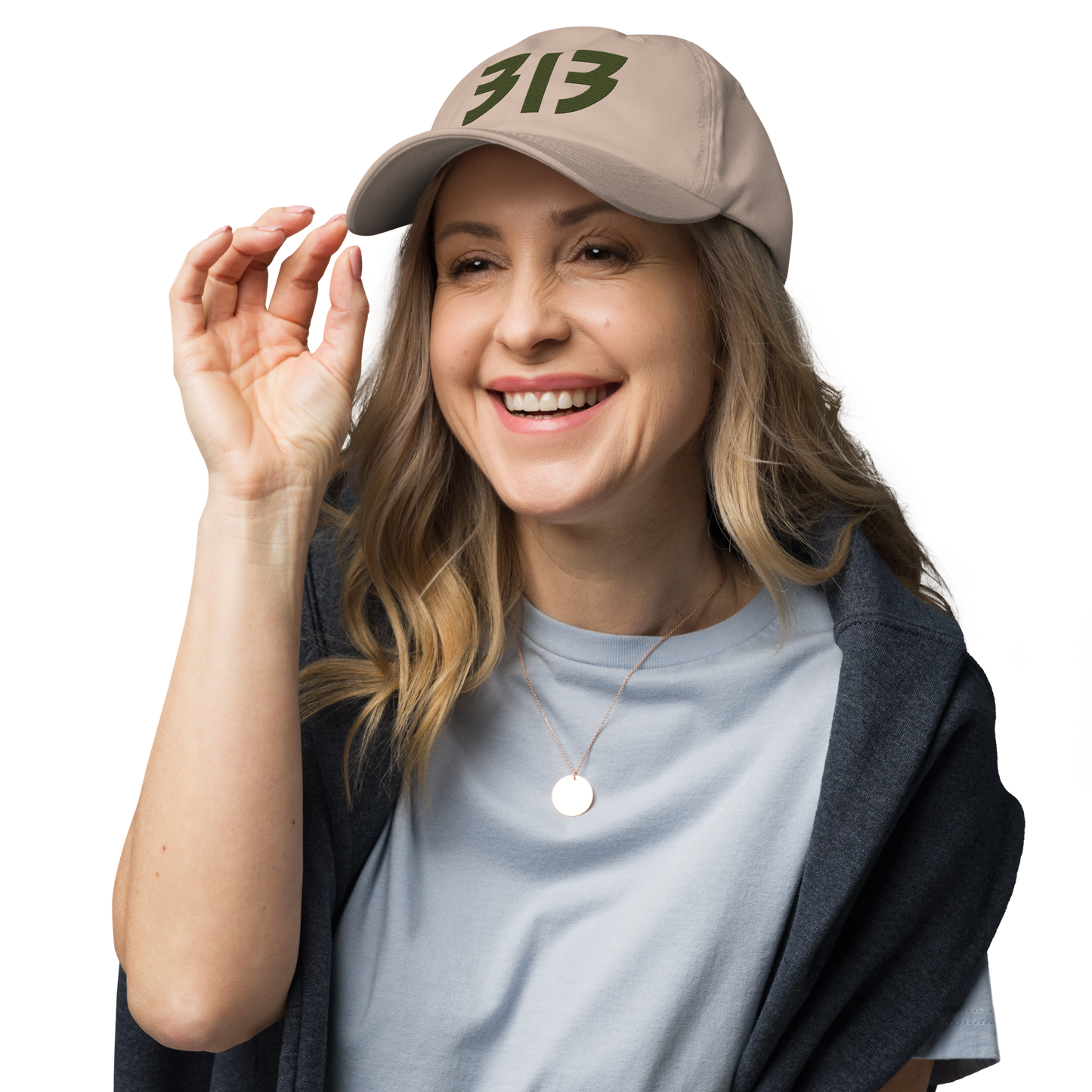 Detroit '313' Dad Hat (Glam Rock Font) | Army Green