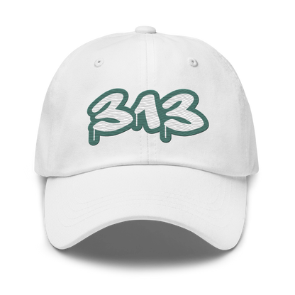 Detroit '313' Dad Hat (Copper Green Tag Font)